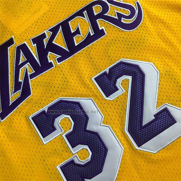 Camiseta Manga Corta Los Angeles Lakers Magic Johnson NO 32 Amarillo